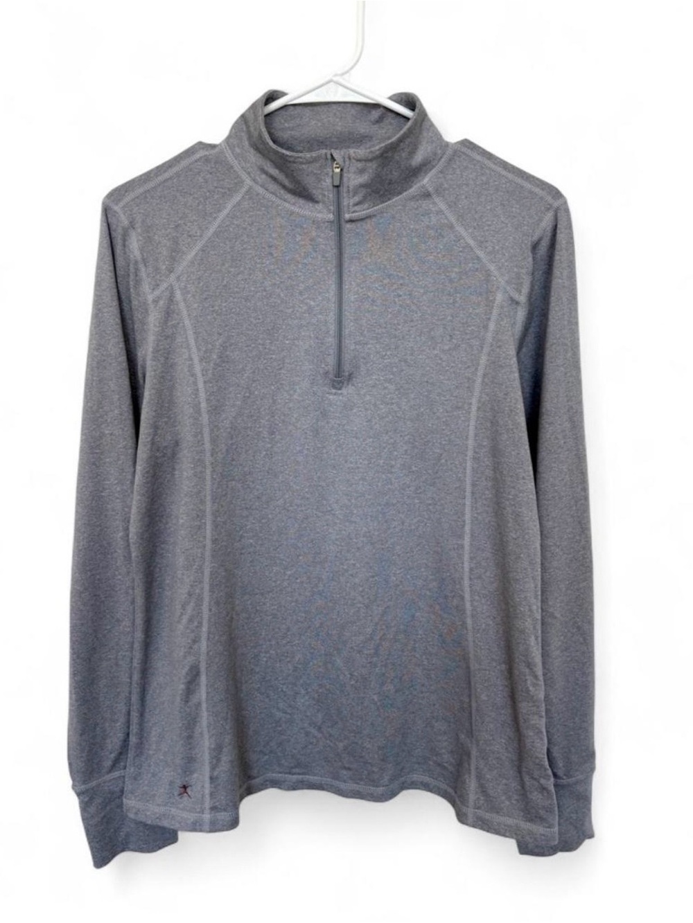 Danskin Gray Quarter Zip Long Sleeve Pullover Medium Soft Stretch Athleisure